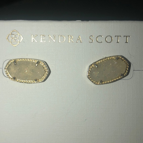 KendraScott EllieGoldStud Earrings IridescentDruzy - Picture 4 of 4